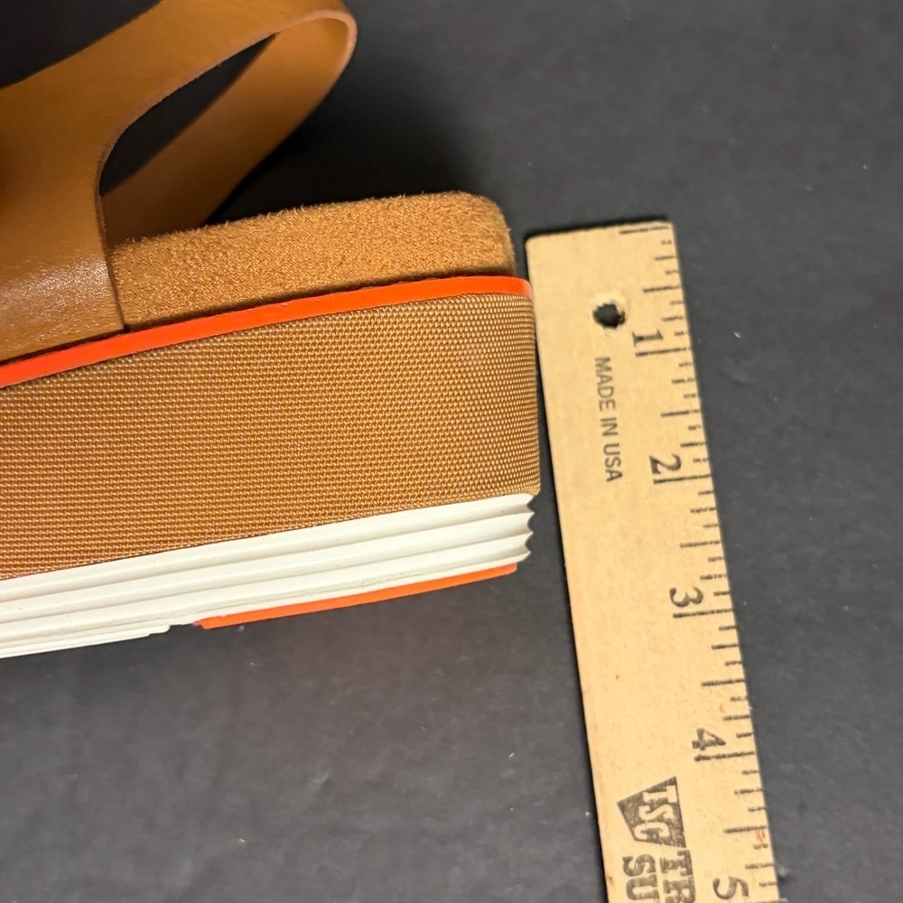 COLE HAAN Women's 8 OriginalGrand Flatform Leather Buckle Wedge Sandals Cognac - Picture 11 of 11